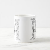 Monogram Letter M Schwarz-weiß Botanische Blüte Kaffeetasse (Mittel)