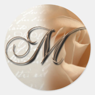 Monogram Letter M Wedding Envelope Sticker