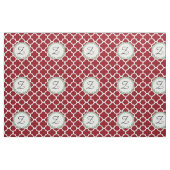 Monogram Letter Maroon Wine Sage Green Quatrefolie Stoff (Yard (91,4 cm))