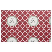 Monogram Letter Maroon Wine Sage Green Quatrefolie Stoff (Fat Quarter (45,7 x 55,9 cm))