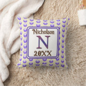 Monogram Letter N Initial Blue Polka Dot Memento Kissen (Decke)