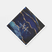 Monogram Letter Name Agate Navy Blue Gold Napkins Serviette (Ecke)