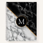 Monogram Letter Notebook-Schwarz-weiß-Marmor Notizblock (Vorderseite)
