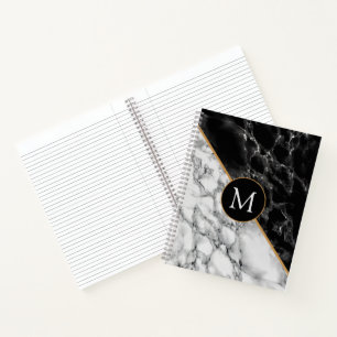 Monogram Letter Notebook-Schwarz-weiß-Marmor Notizblock
