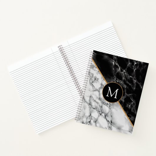 Monogram Letter Notebook-Schwarz-weiß-Marmor Notizblock (Innenseite)