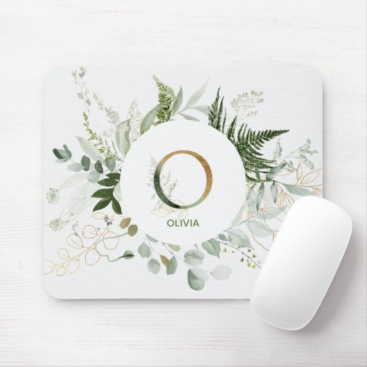 Monogram Letter O Greenerath Wreath Mouse Pad Mousepad (Mit Mouse)