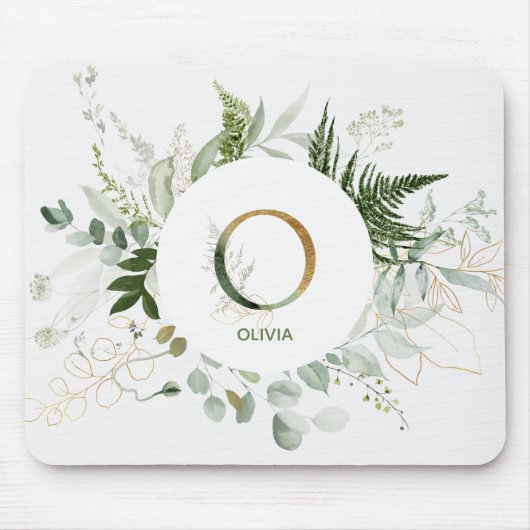 Monogram Letter O Greenerath Wreath Mouse Pad Mousepad (Vorne)
