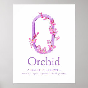 Monogram Letter O Orchname Aquarellfarben Kinderzi Poster