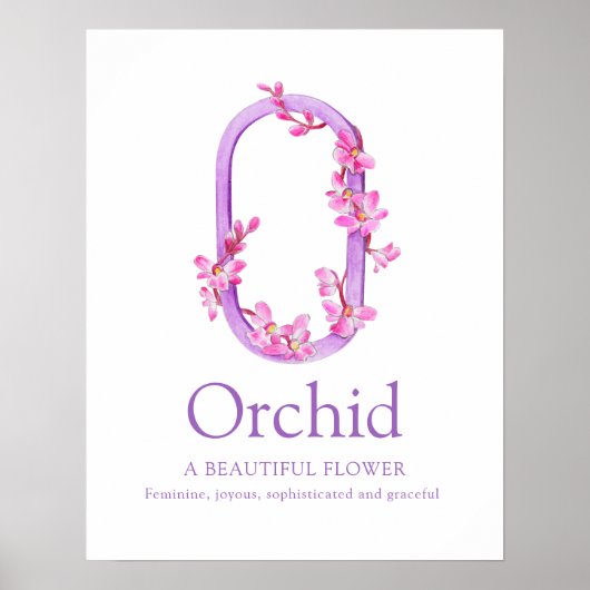 Monogram Letter O Orchname Aquarellfarben Kinderzi Poster (Vorne)