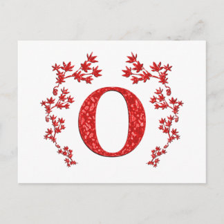Monogram Letter O Red-Blätter Postkarte