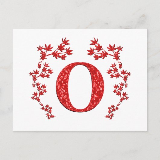Monogram Letter O Red-Blätter Postkarte (Vorderseite)