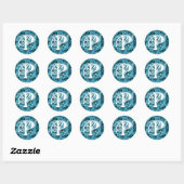 Monogram Letter P Blue Rose Aufkleber (Blatt)