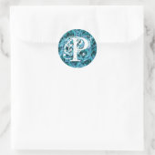 Monogram Letter P Blue Rose Aufkleber (Tasche)