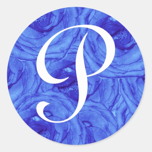 Monogram Letter P Blue Rose Aufkleber (Vorderseite)