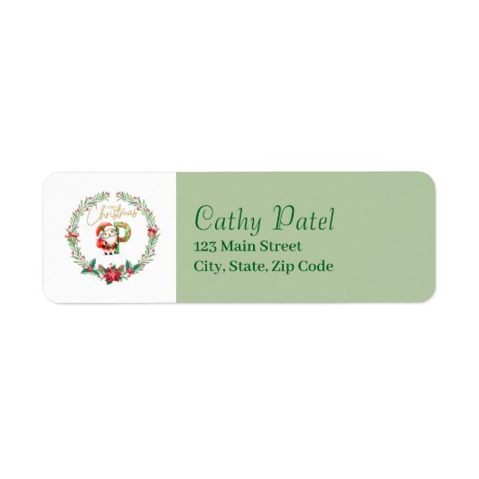 Monogram Letter P:Christmas Wreath w/Santa Claus (Vorne)