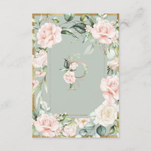 Monogram Letter P Sage Green Dankeskarte