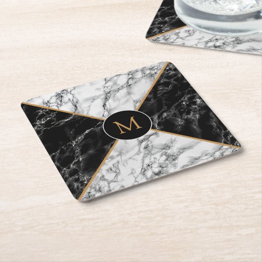 Monogram Letter Paper Untersetzer Schwarz-weiß Mar (angewinkelt)