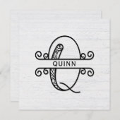 Monogram Letter Q mit Familienname-Note-Karte Mitteilungskarte (Vorne/Hinten)