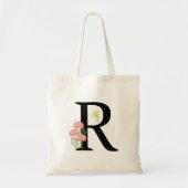 Monogram Letter R Aquarellfarben Blume Tragetasche (Vorne)