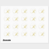 Monogram Letter R Golden Single Runder Aufkleber (Blatt)