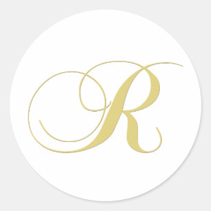 Monogram Letter R Golden Single Runder Aufkleber
