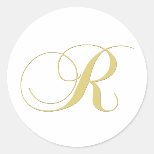 Monogram Letter R Golden Single Runder Aufkleber (Vorderseite)