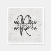 Monogram Letter R mit Familienname Serviette (Vorderseite)
