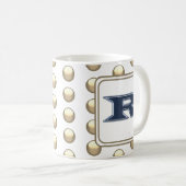 Monogram Letter R Polka Dot Bold Blue Initial Kaffeetasse (VorderseiteRechts)