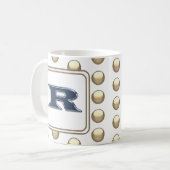 Monogram Letter R Polka Dot Bold Blue Initial Kaffeetasse (Vorderseite Links)