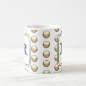 Monogram Letter R Polka Dot Bold Blue Initial Kaffeetasse (Mittel)