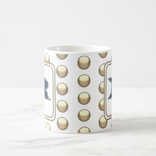 Monogram Letter R Polka Dot Bold Blue Initial Kaffeetasse (Mittel)