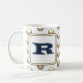 Monogram Letter R Polka Dot Bold Blue Initial Kaffeetasse (Links)