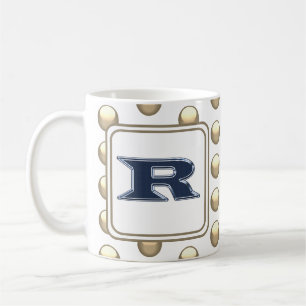 Monogram Letter R Polka Dot Bold Blue Initial Kaffeetasse