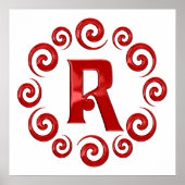 Monogram Letter R Red Poster (Vorne)