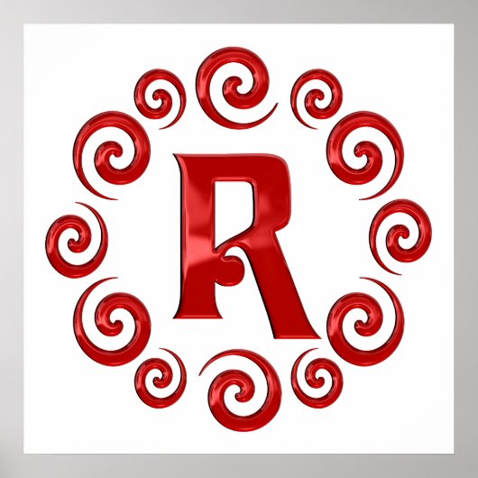 Monogram Letter R Red Poster (Vorne)