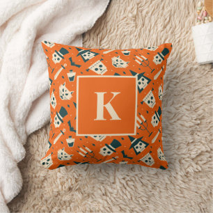 Monogram Letter Retro-Maskenmuster Kissen