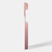 Monogram Letter Rose Blush Glitzer iPhone Case Hülle (Linke Seite)