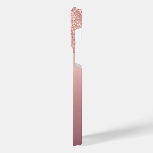 Monogram Letter Rose Blush Glitzer iPhone Case Hülle (Linke Seite)