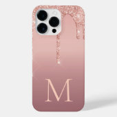 Monogram Letter Rose Blush Glitzer iPhone Case iPhone Hülle (Rückseite)