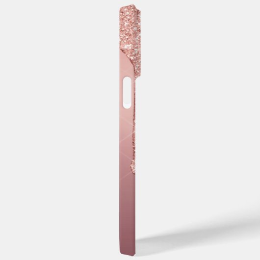 Monogram Letter Rose Blush Glitzer Sparkone Tropfe Case-Mate iPhone Hülle (Rückseite / Rechts)