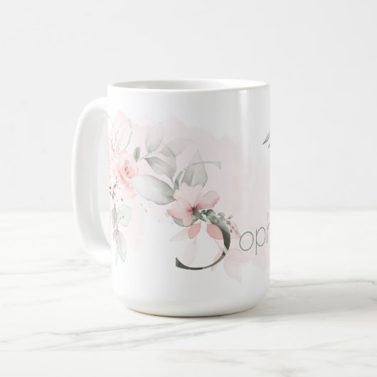 Monogram Letter S Eleganush Rosa Rose Kaffeetasse (Vorderseite Links)