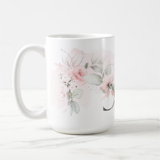 Monogram Letter S Eleganush Rosa Rose Kaffeetasse (Links)