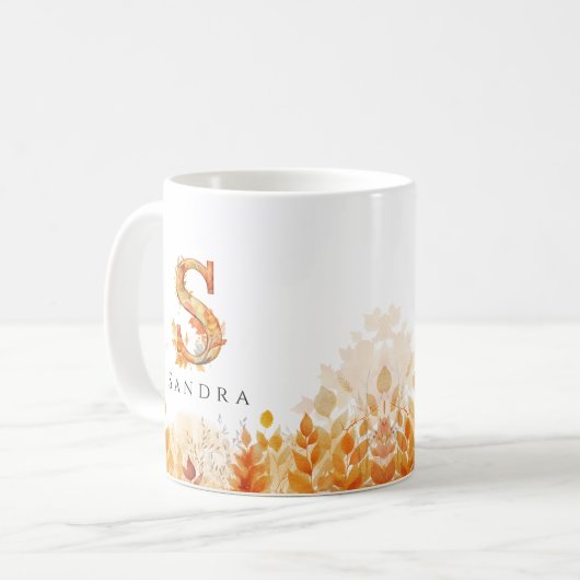 Monogram Letter S-Herbstlaub Kaffeetasse (Vorderseite Links)