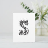 Monogram Letter S in Schwarz Postkarte (Stehend Vorderseite)