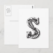 Monogram Letter S in Schwarz Postkarte (Vorne/Hinten)