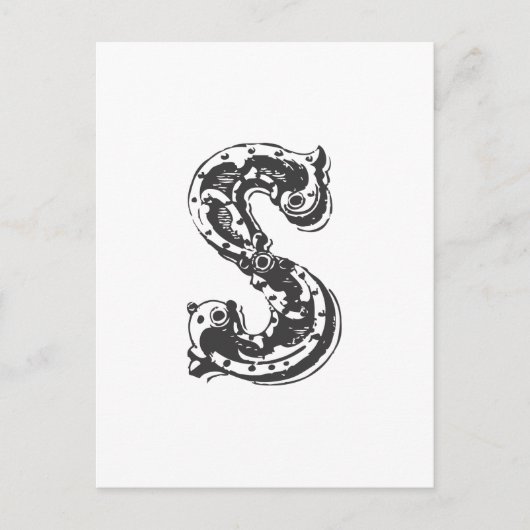 Monogram Letter S in Schwarz Postkarte (Vorderseite)