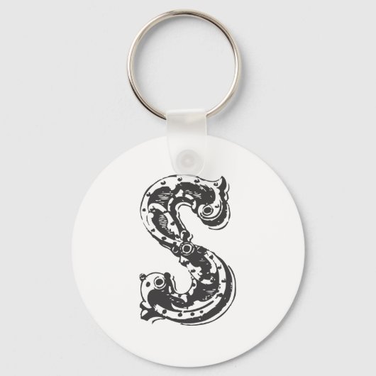 Monogram Letter S in Schwarz Schlüsselanhänger (Vorderseite)
