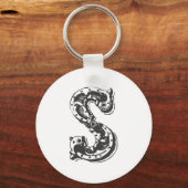 Monogram Letter S in Schwarz Schlüsselanhänger (Vorderseite)
