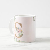 Monogram Letter S Watercolor Floral Coffee Tasse (Vorderseite Links)