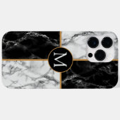 Monogram Letter Schwarz-weiß Marbon Stone Design Case-Mate iPhone Hülle (Rückseite (Horizontal))